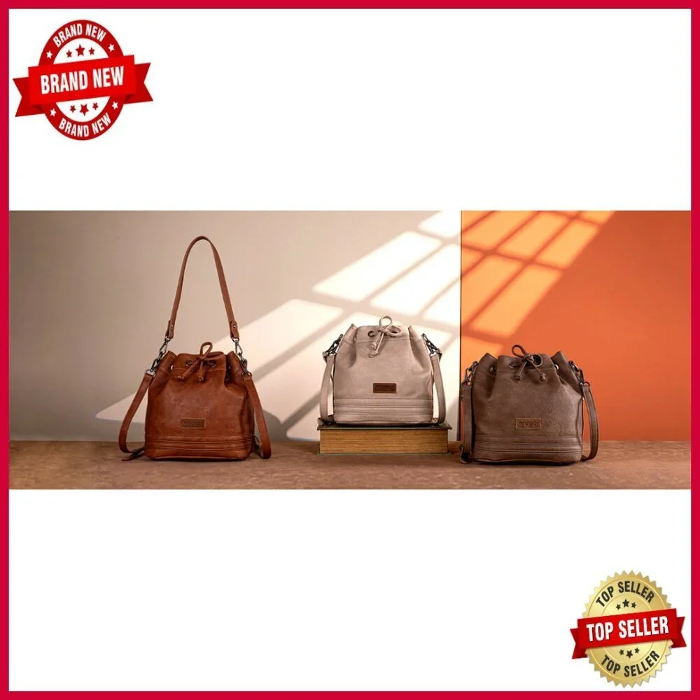 Vegan Leather Hobo Shoulder Bag with Drawstring, 10x5x10.4 Inches